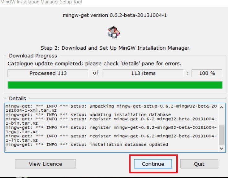 Install MinGW on Windows: Step 4