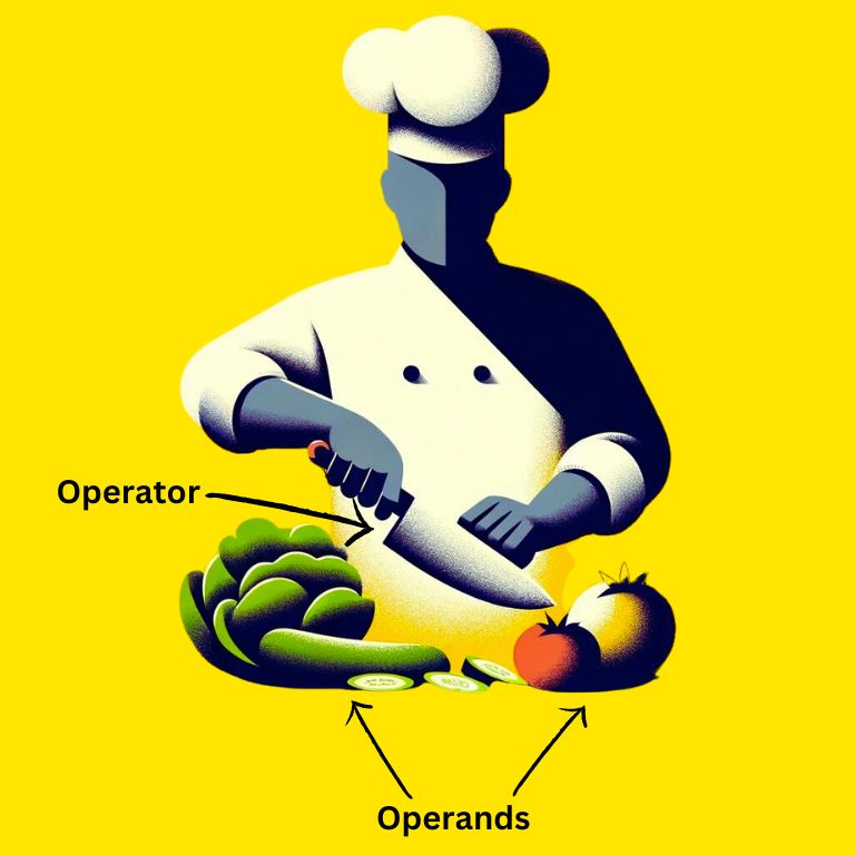 Illustration of operands and operators in C++