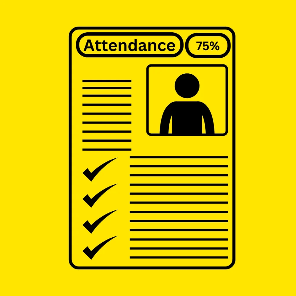 Attendance checking scenario program image using nested if else in C++