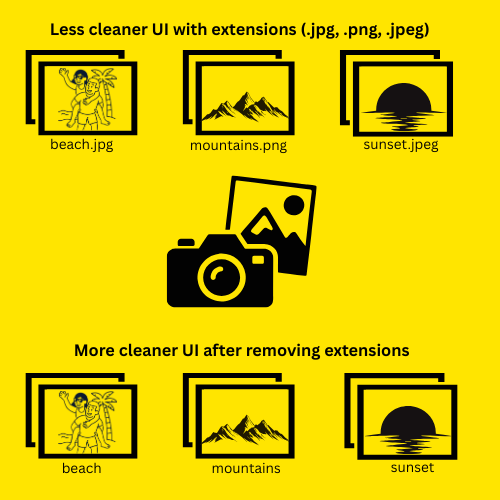 Example showing how to remove file extension in Python for cleaner display names