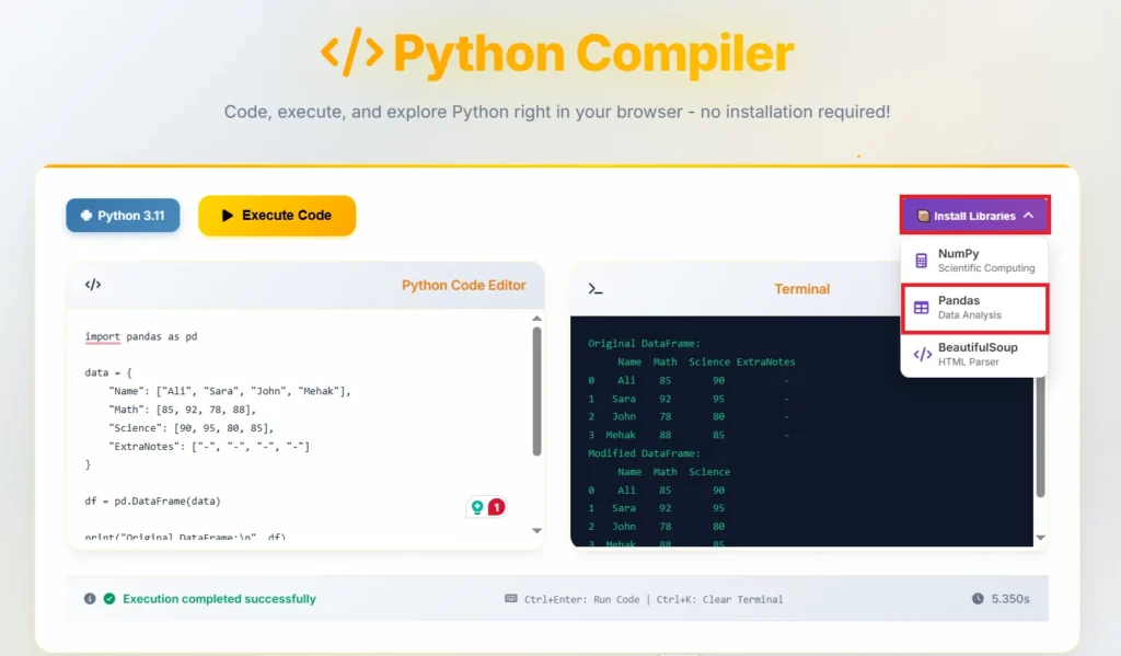 online python compiler
