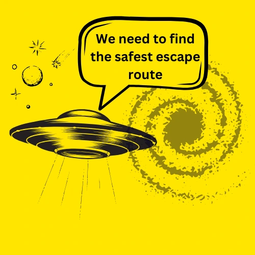 A spaceship searching for a safe escape path near a black hole