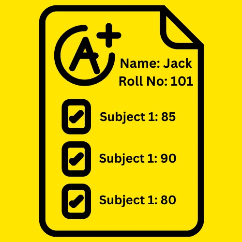 A report card showing student grades and details.