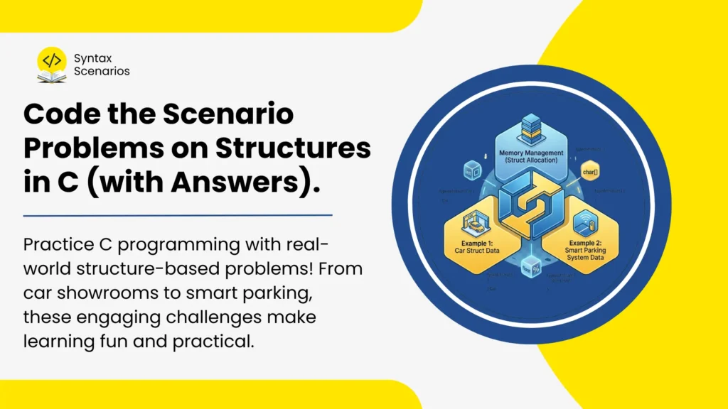 Code the Scenario Problems on Structures in C (with Answers).