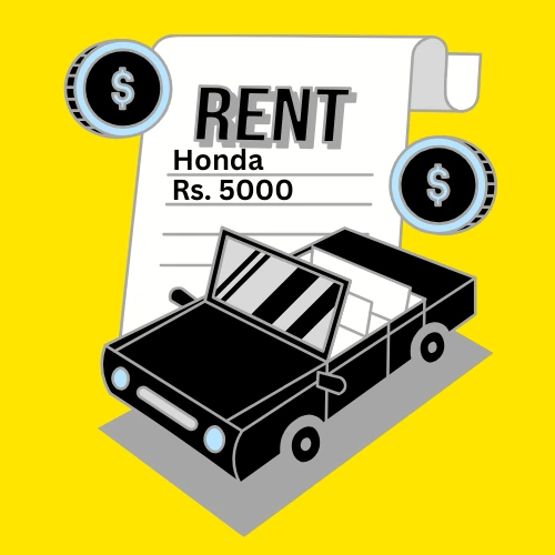 A Honda car rental note showing Rs. 5000